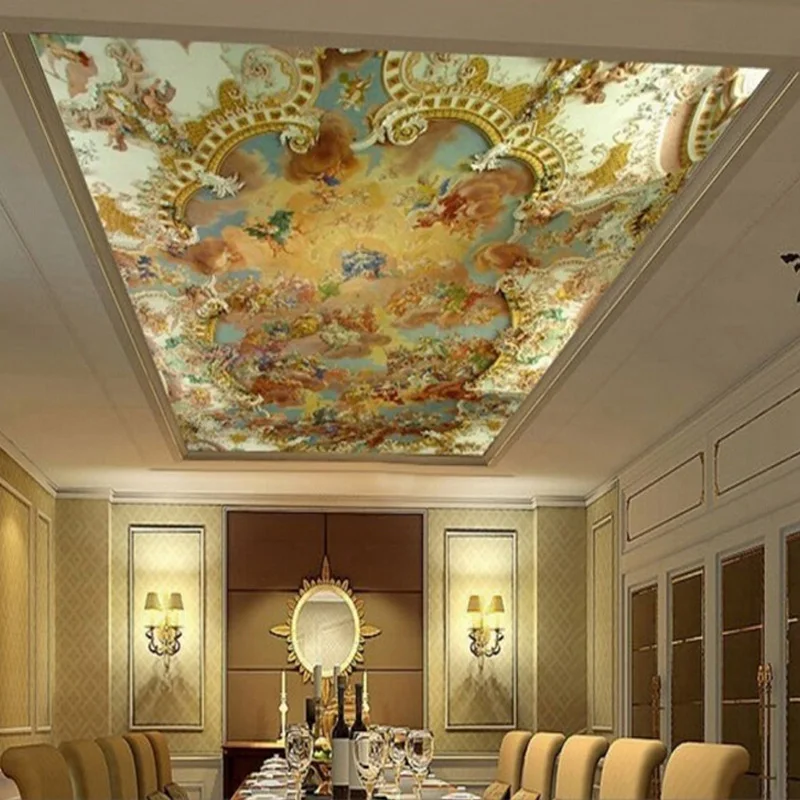 

Custom 3D Photo Mural Wallpaper European Style Hotel Living Room Bedroom Ceiling Wall Mural Painting Art Wallpaper Home Decor