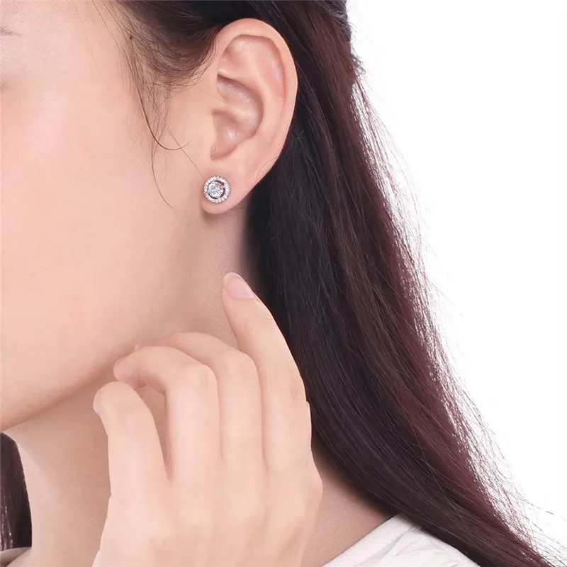 Сверкающие Earrring AAAAA Cz реального 925 серебро обручальные свадебные серьги гвоздики