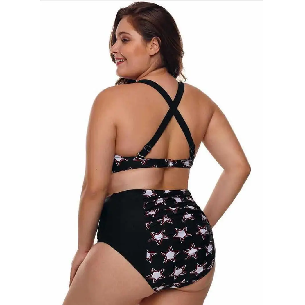 Женская летняя блузка на бретелях без рукавов со звездами комплект бикини да два