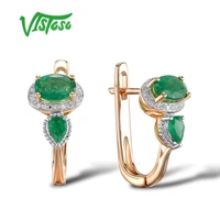 vistoso gold earrings for women 14k 585 rose gold glamorous elegant shiny emerald sparkling diamond luxury trendy fine jewelry