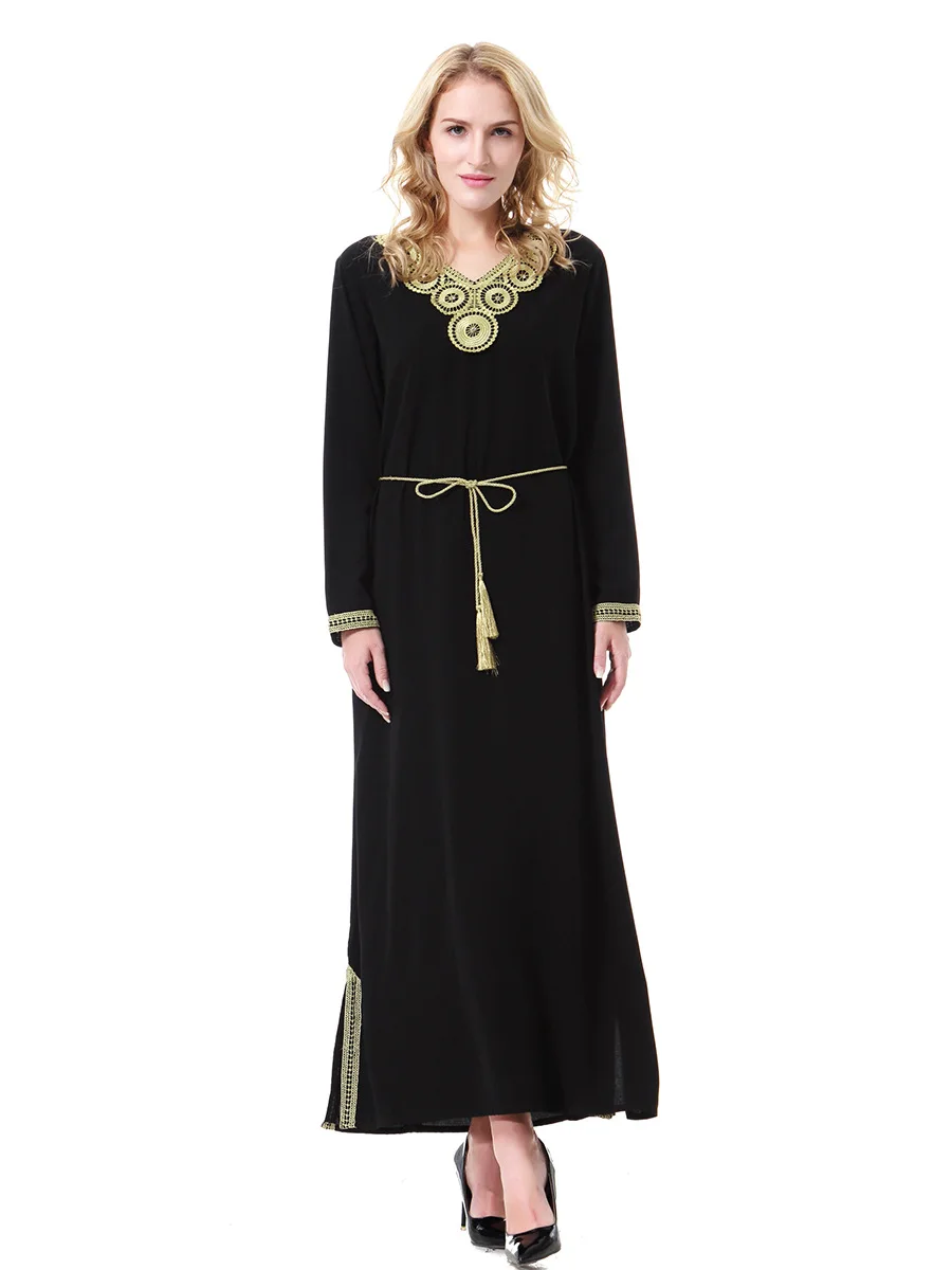 Винтажное женское Повседневное платье с длинным рукавом Abaya мягкое для