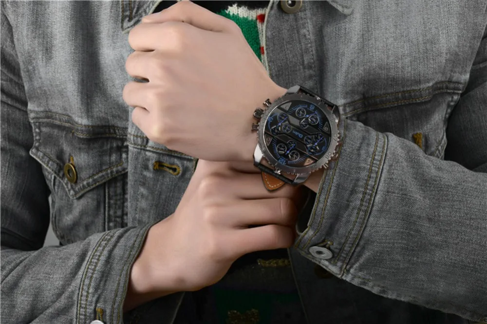 

Astonishing Gifts Men's Classic Big Dial Watches for Boy Sport Military Leather Strap Wristwatch for Teenagers