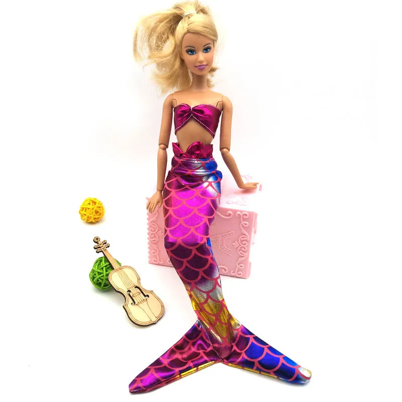 1set High Quality Handmade Doll Dress For Barbie Doll Clothes Gown Colorful Skirt Fashion Mermaid Tail Dress 1/6 Kids Toy