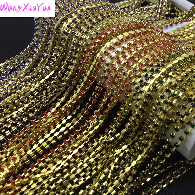 Топ около 1440 шт блестящие хрустальные чашки цепи золото медь металлическое