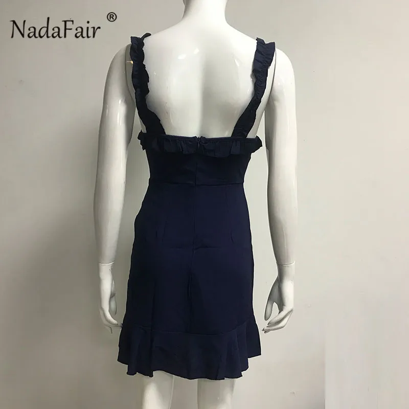 Nadafair Плиссированное мини-платье трапециевидной формы с открытой спиной для пляжного клуба, Платья для вечеринок, женская уличная одежда на шнуровке с бретельками