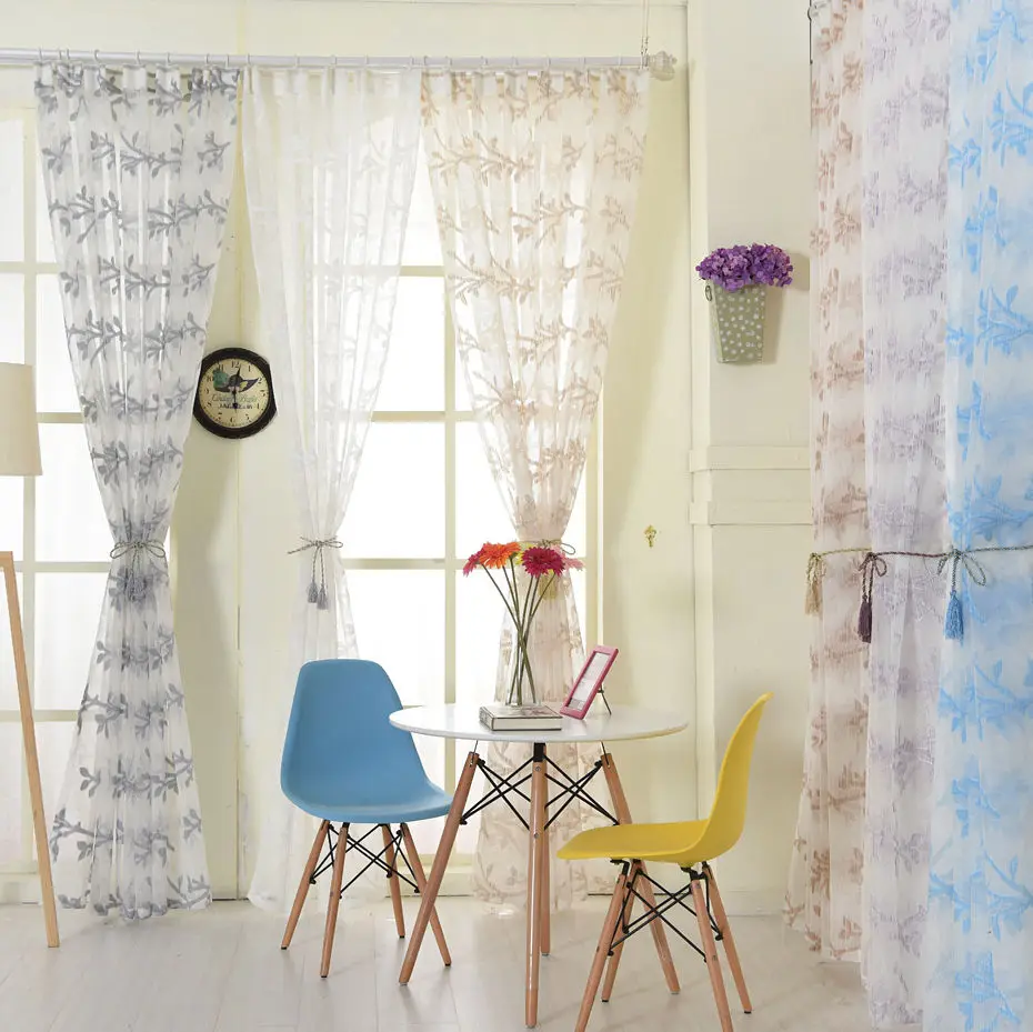 NAPEARL 1 шт. Тюль Шторы Дерево лист дизайн красочные прозрачные отвесные ткани для