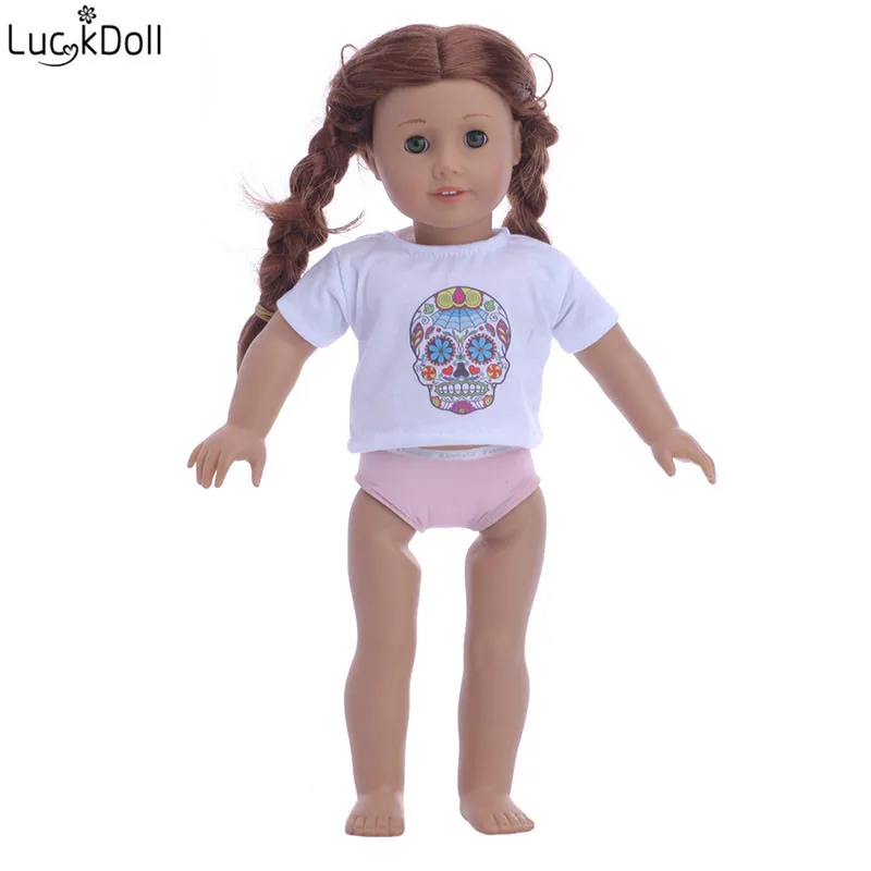 Футболка LUCKDOLL с принтом для куклы 43 см или 18 дюймового американского стандарта