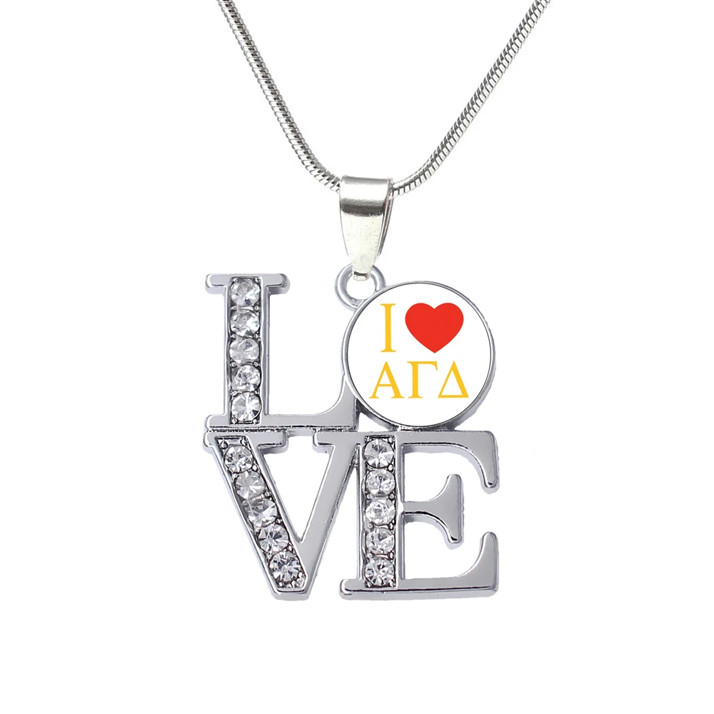 Новейшая модная эко металлическая прозрачная кристальная надпись I Love Alpha Gamma