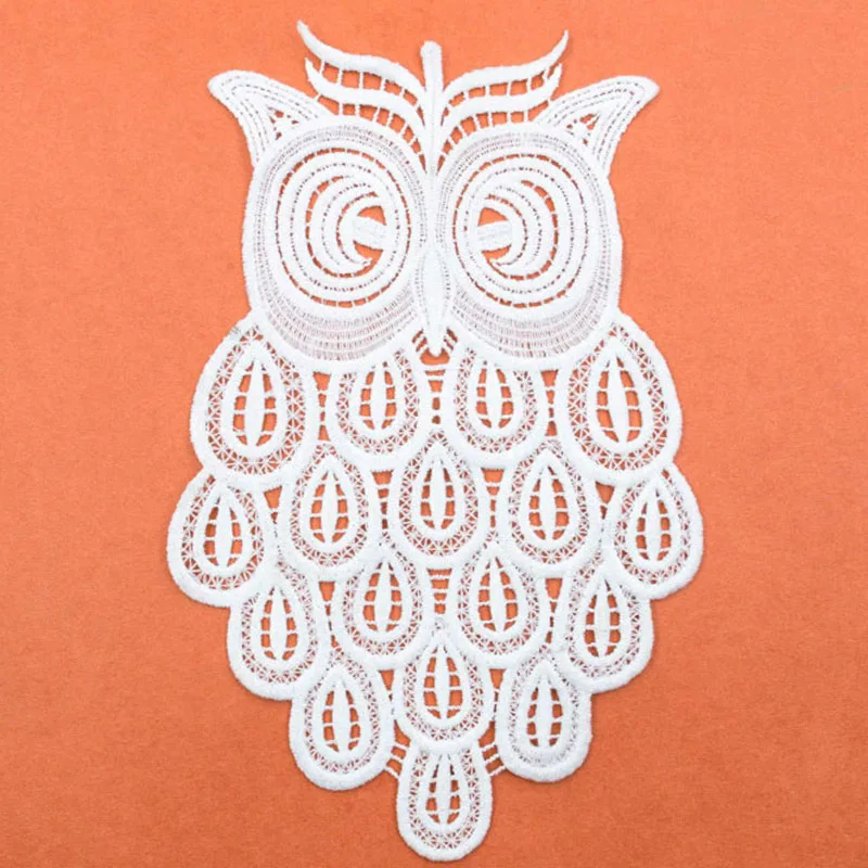 1 шт. Белая Кружевная аппликация в виде совы|fabric accessories|sewing fabric accessorieslace neckline |