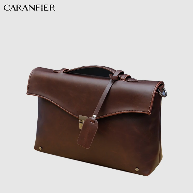 Мужской портфель CARANFIER из искусственной кожи деловые сумки для ноутбука 14 дюймов