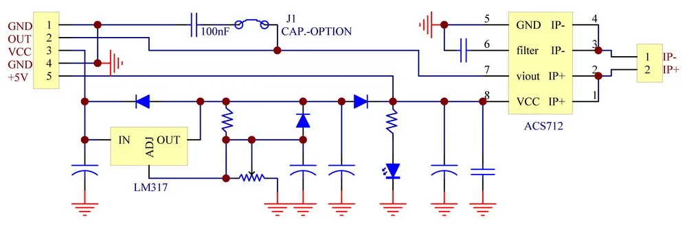 Монтажная панель +/ 20Amp плата модуля датчика переменного/постоянного тока на
