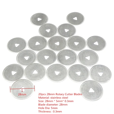 20pcs 28mm Blades Роторные режущие лезвия 28 мм 45 мм круговые сменные лезвия для шитья швейная ткань кожа Виниловая пленка бумага ремесло режущие ручные инструменты - Цвет: 20pcs 28mm Blades