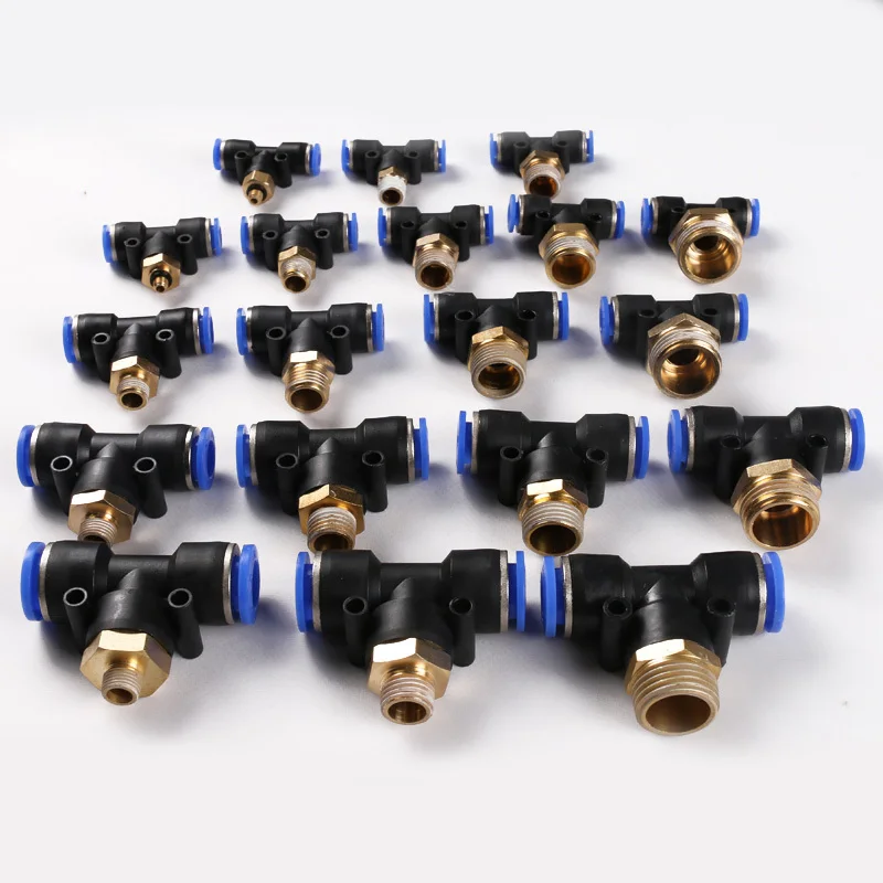 

10 Pcs/Lot PB4-02 T-Type Equal Pass Pneumatic Fittings tube 4mm thread 1/4" Wholesale