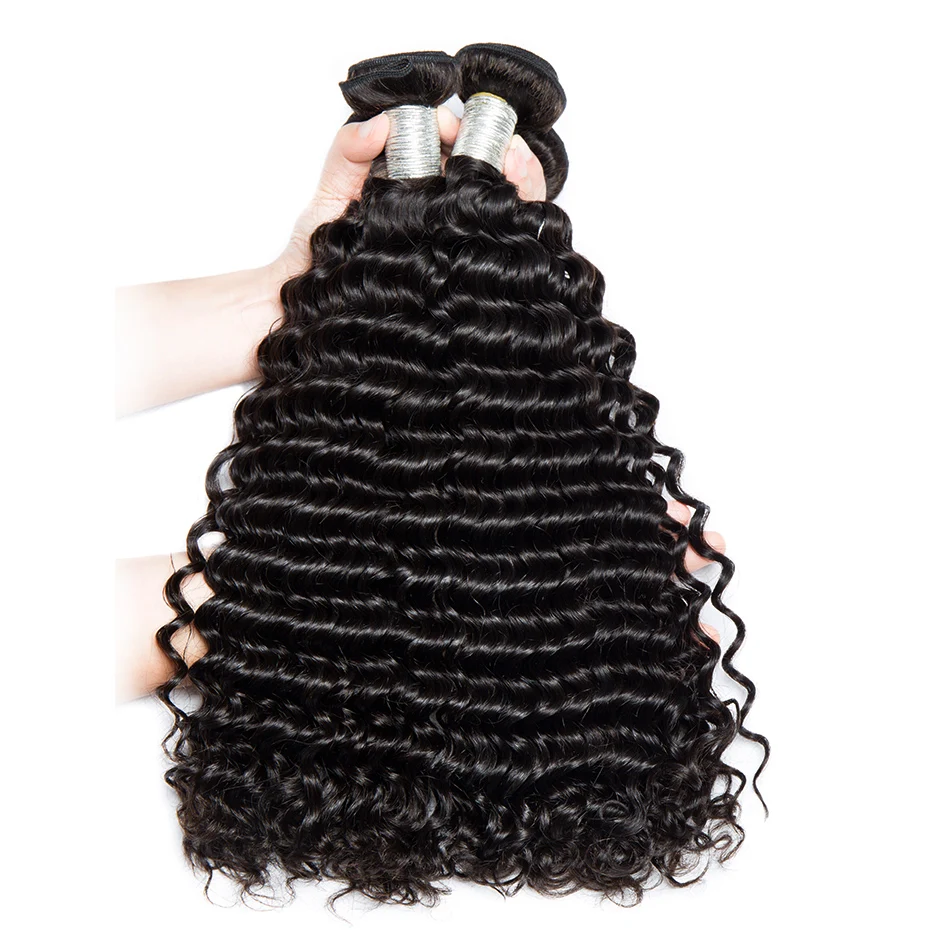 Alibele Peruvian Deep Wave Hair Bundles with Closure 4x4 Lace 3 4 Remy Human | Шиньоны и парики