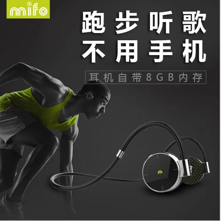 Beste Mifo F0 Draadloze Sport Opknoping Oortelefoon Type Touch Waterdichte Bluetooth Headset MP3 Speler 8G Geheugen