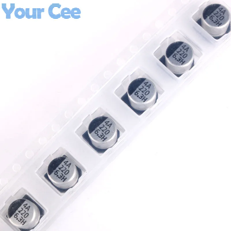 10 шт. Алюминиевые Электролитические Конденсаторы 6 3 В 220 мкФ 6*5 мм SMD|aluminum slide|capacitor