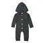 Heather dark gray Повседневная одежда для новорожденных мальчиков и девочек от 0 до 24 месяцев, г., осенне-зимний комбинезон в полоску с длинными рукавами и капюшоном, комбинезон, костюм для подвижных игр теплая одежда - Цвет: Heather dark gray