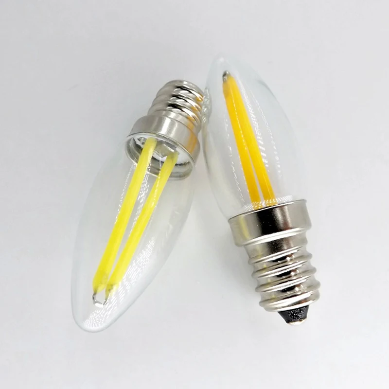 Energy Saving Lamp E12 Small LED Candle Bulb Filament Lighting 220V 2W Warm White Light