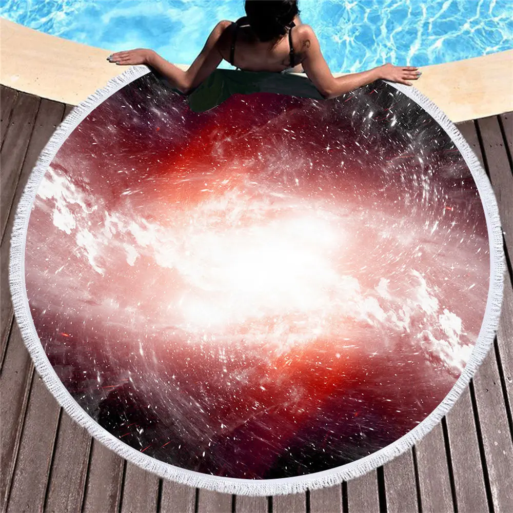 Colorful Starry Sky Round Beach Towel Beautiful Soft Microfiber Swimming Bikini Cover-up Blanket |