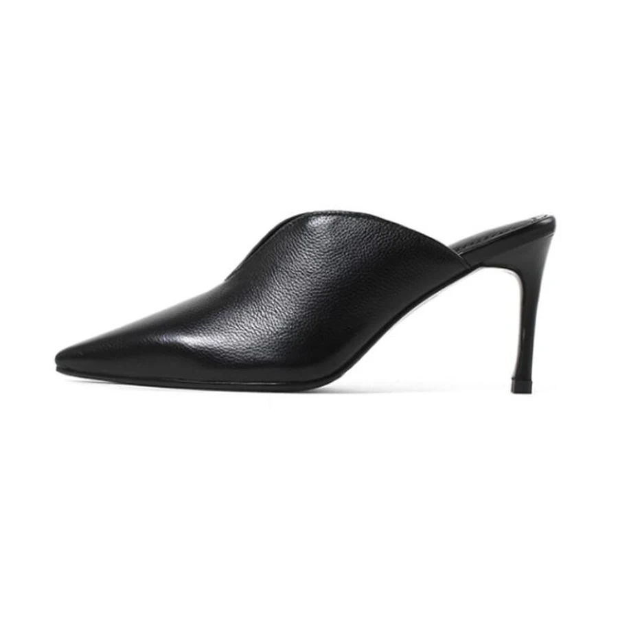 Silla Rulers mixed coloe ankle buckle strap high heel half slippers women sexy pointed toe stiletto v open lady mules shoes |