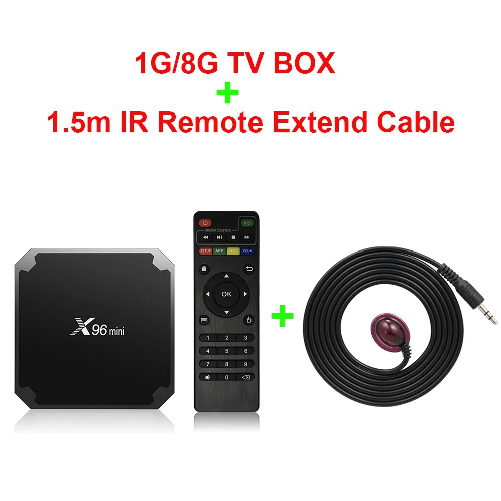 1G8G with IR cable Docooler X96 Мини ТВ-Приставка Smart Android 7,1 ТВ-приставка 2 Гб 16 Гб четырехъядерный процессор Amlogic S905W 2,4 ГГц WiFi медиа-приставка 1 ГБ 8 ГБ X96mini - Цвет: 1G8G with IR cable