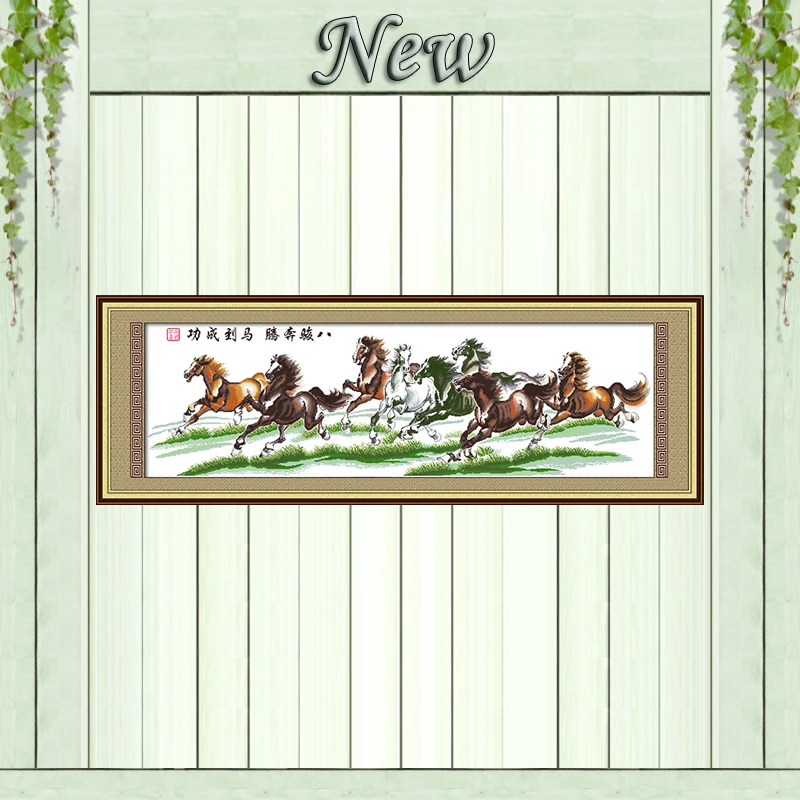 

Eight fine horses home decor painting counted print on canvas DMC 14CT 11CT Chinese Cross Stitch Needlework Sets Embroidery kits