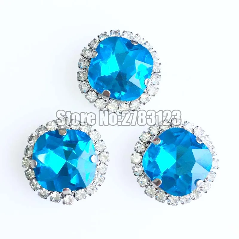 Голубое озеро 12 мм 20 шт жир квадратной формы AAA + стекло хрустальная Пряжка