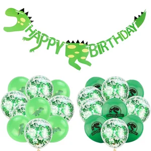 1 комплект, Детские латексные воздушные шары с динозавром из мультфильма, Висячие баннеры, вечерние украшения на день рождения, дикие животные, вечерние принадлежности в джунглях