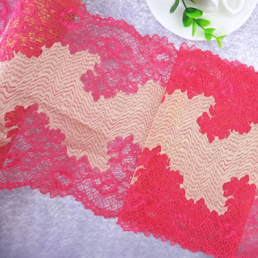 Эластичная кружевная ткань #77 розовая золотая ширина 19 см 2 ярда в партии отделка