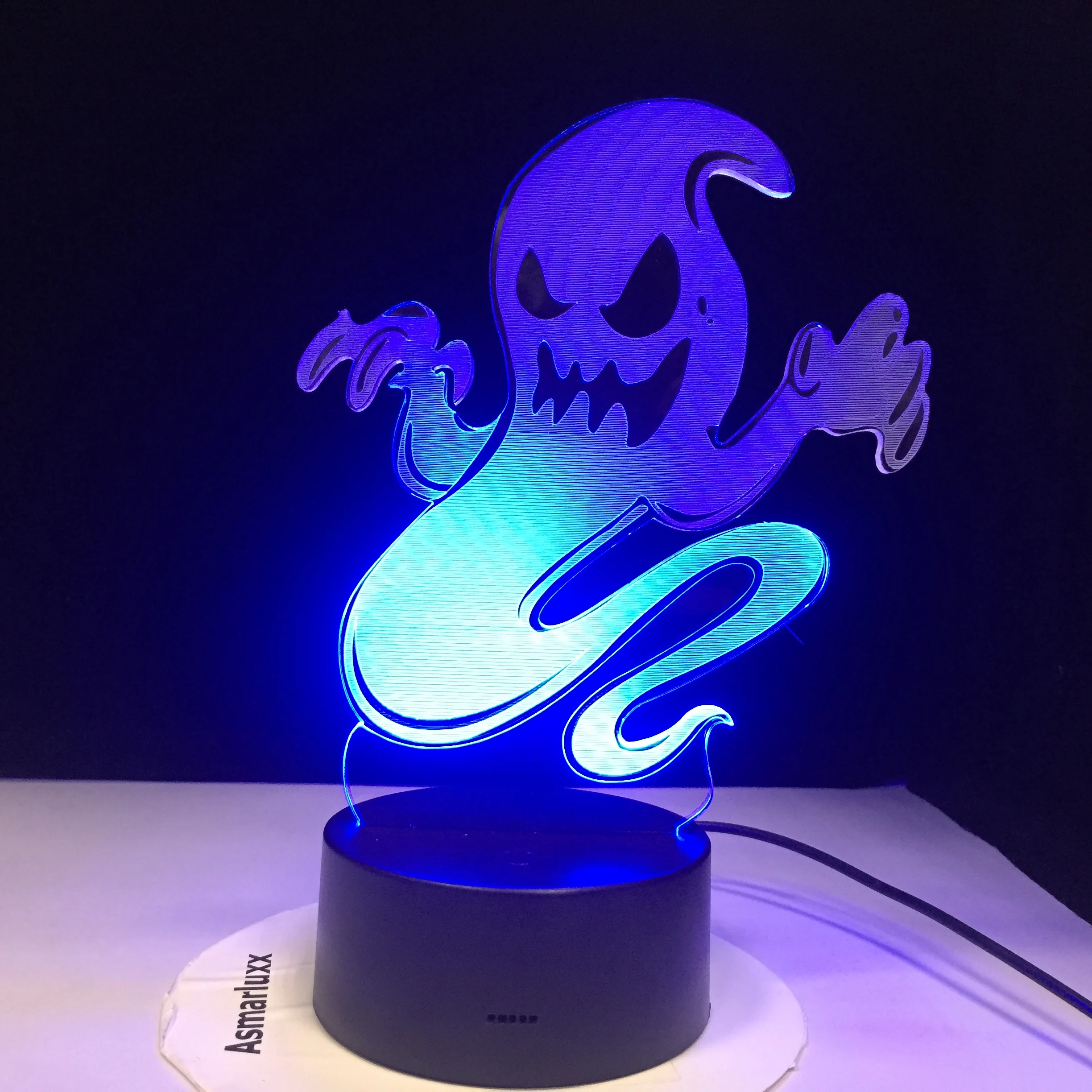 Светодиодный 3d светильник Ghost Smoke ночник для Хэллоуина с черепом акриловая