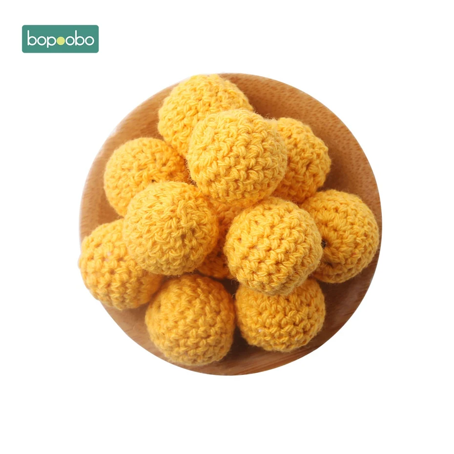 Light Orange Bopoobo, 50 шт., 20 мм, натуральные деревянные бусины для вязания крючком, украшение внутри, деревянные бусины для прорезывания зубов, деревянные игрушки, бусины для прорезывания зубов - Цвет: Light Orange