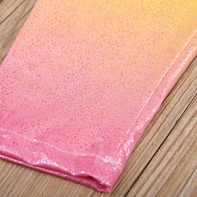 Новинка 2017 года детские длинные штаны с блестками и градиентом для маленьких