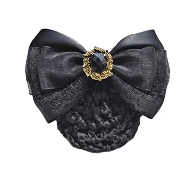 E Fashion Office Lady Bow Tie Barrette Hair Clip Cover Bowknot Net Bun Deep Snood for Long Hair Hair Bands for Women - Цвет: E