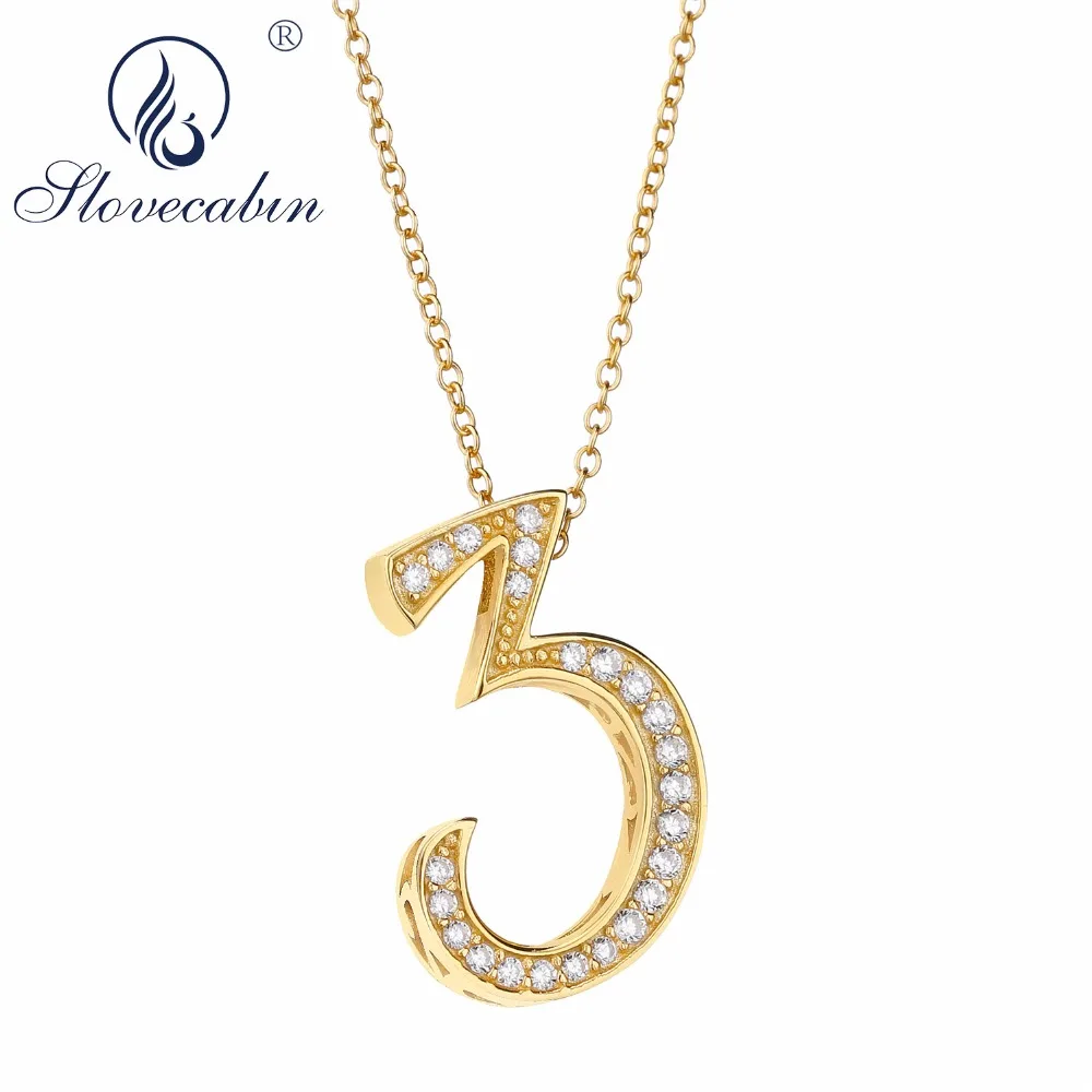 Slovecabin 925 Sterling Silver Lucky Number Three Long Chain Necklace For Women Trendy AAA Zircon Pendant Choker Jewelry Making