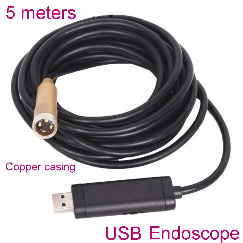 Gakaki 14 мм 5 м USB промышленный эндоскоп 720 P 4 светодиода USB Водонепроницаемый обследование при помощи бороскопа, эндоскопа трубка с камерой змея камера телефона