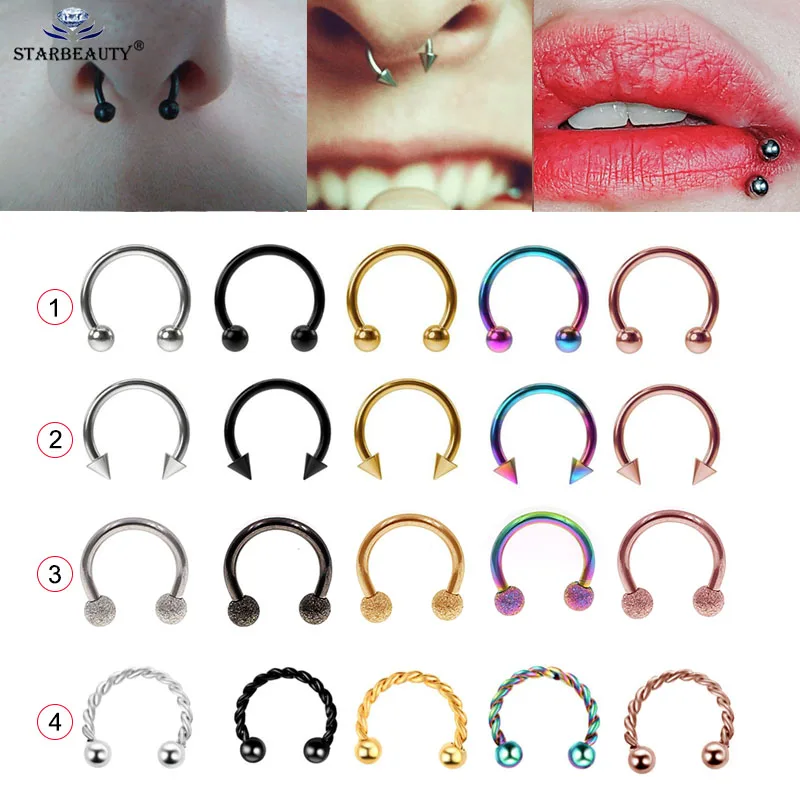 1 шт. 4styles1. 26/8/10/12 мм модная подкова поддельное кольцо для носа с клипсой BCR