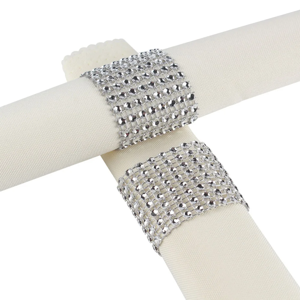 10pcs Diamond Napkin Rings for Wedding Party Holders Rhinestone Chair Sashes Dinner Banquet hotel Table Decoration 7D | Дом и сад
