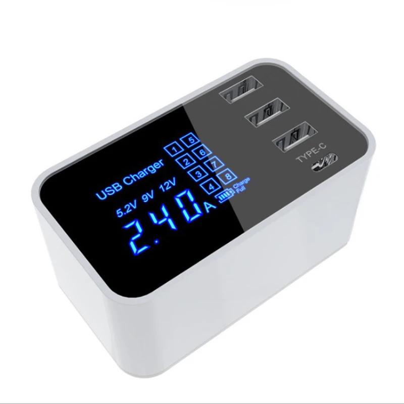 Быстрая зарядка type C USB зарядное устройство концентратор светодиодный экран Цифровое Зарядное устройство Быстрая зарядка для мобильных телефонов для iPhone samsung USB адаптер