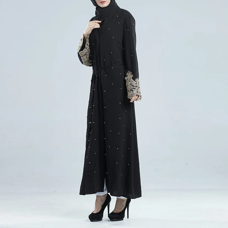 Abaya Дубайский мусульманский женский открытый передний кардиган винтажное