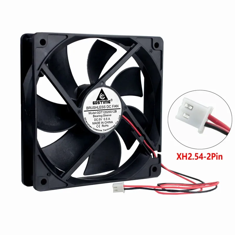 2 Pcs Gdstime DC 5V High Speed 120*120*25mm 12025 Brushless Computer Case Motor Cooling Cooler Fan 120mm x 25mm 2000RPM 0.5A