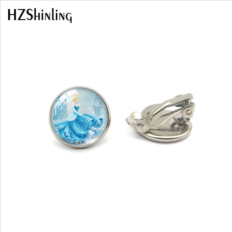 9-Silver Модные сказочные серьги-клипсы с кабошонами из стекла в стиле принцессы Эльзы, Снежной королевы, ювелирные изделия без проколов, клипсы - Окраска металла: 9-Silver