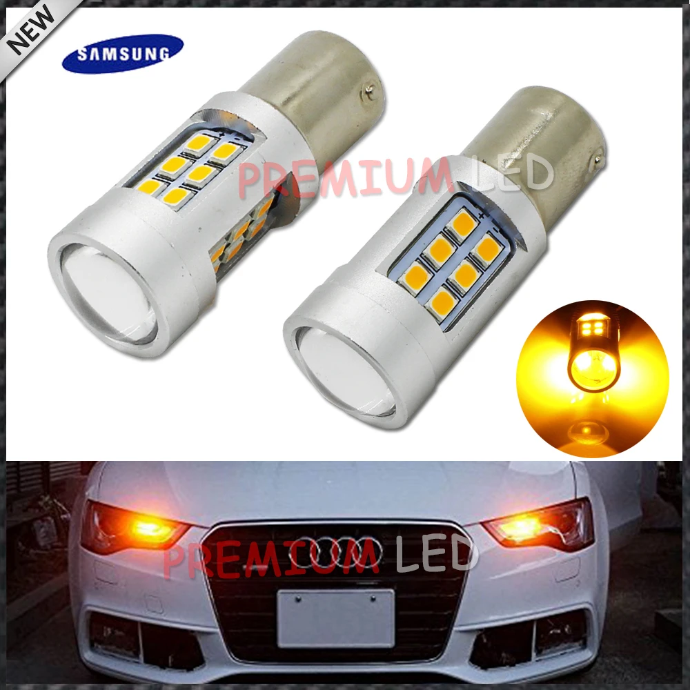Ijdm Желтый янтарь ошибок 2835 LED 1156 P21W светодиодные лампы для автомобилей спереди