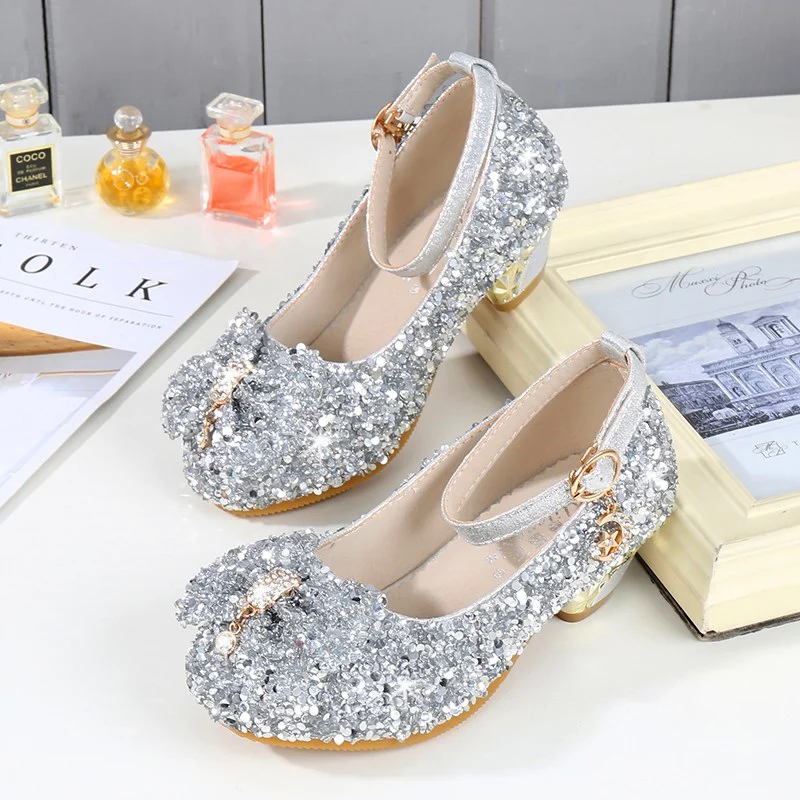 Туфли для девочек весна 2019 модные детские танцевальные туфли на высоком каблуке