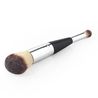new portable double head dual use portable wood aluminum handle cosmetics makeup powder blush eyeshadow brushes