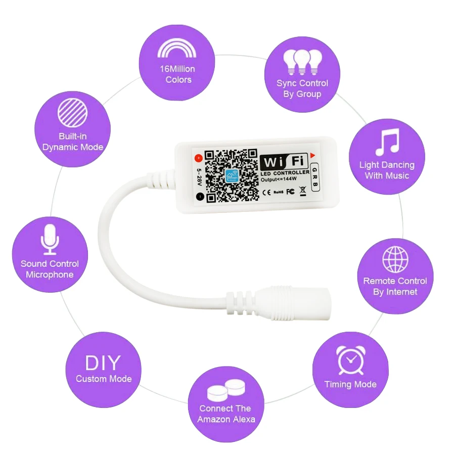 HBL DC 12 V rgb-контроллер с Wi-Fi для 5050 светодиодной ленты Светодиодная лента приложение для смартфона управление для Светодиодный Светодиодная лента 2835 полосы