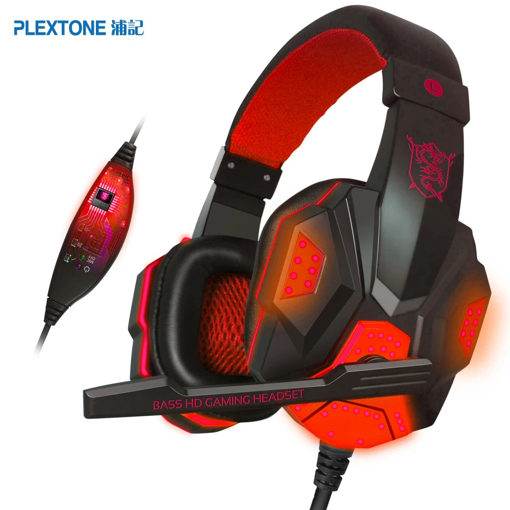 PLEXTONE PC780 Проводные Игровые наушники, геймерская гарнитура, стереозвук с микрофоном, светодиодный аудиокабель для ПК, геймера, компьютера