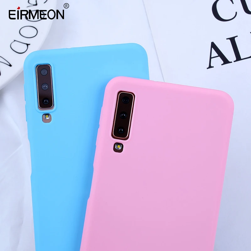 Candy Color Cases For Samsung Galaxy A7 2018 Case Phone Cover S10E S10 S8 S9Plus A5 2017 A8 A6 Plus | Мобильные телефоны и