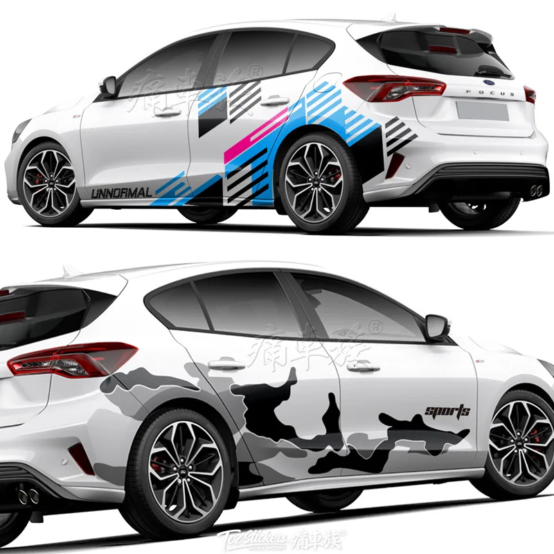 Автомобильные наклейки для Ford Focus 2019 цветные с цветком кузова декоративные
