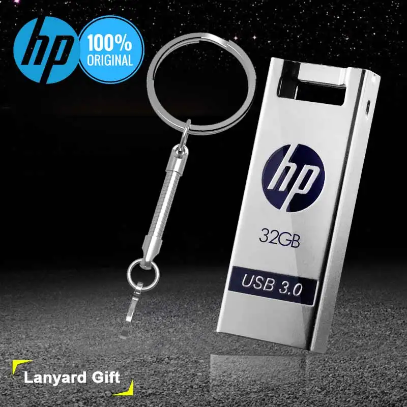 Hp флешка 32 ГБ, 64 ГБ и 128 Гб USB Flash Drive USB3.0 16 ГБ флешки бесплатно металлический шнурки Memory Stick DIY логотип диск на ключе флешки