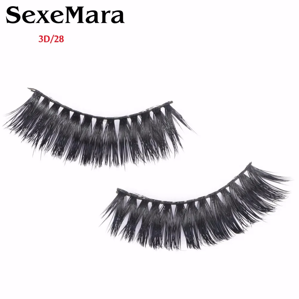 SexeMara 2 pair/set False Eyelashes Black Cross Fake Eyelash Natural Long Make up Eye lash Extensions 3D/28 | Красота и здоровье